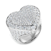 Luxury Heart Pave Diamond Dress Ring in 10K/14K gold and platinum with certified lab-grown or natural diamonds