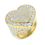 Luxury Heart Pave Diamond Dress Ring in 10K/14K gold and platinum with certified lab-grown or natural diamonds