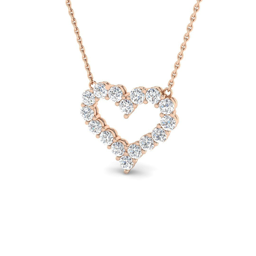 Diamond Heart Pendant Necklace in 10K/14K gold and platinum with certified lab-grown or natural diamonds