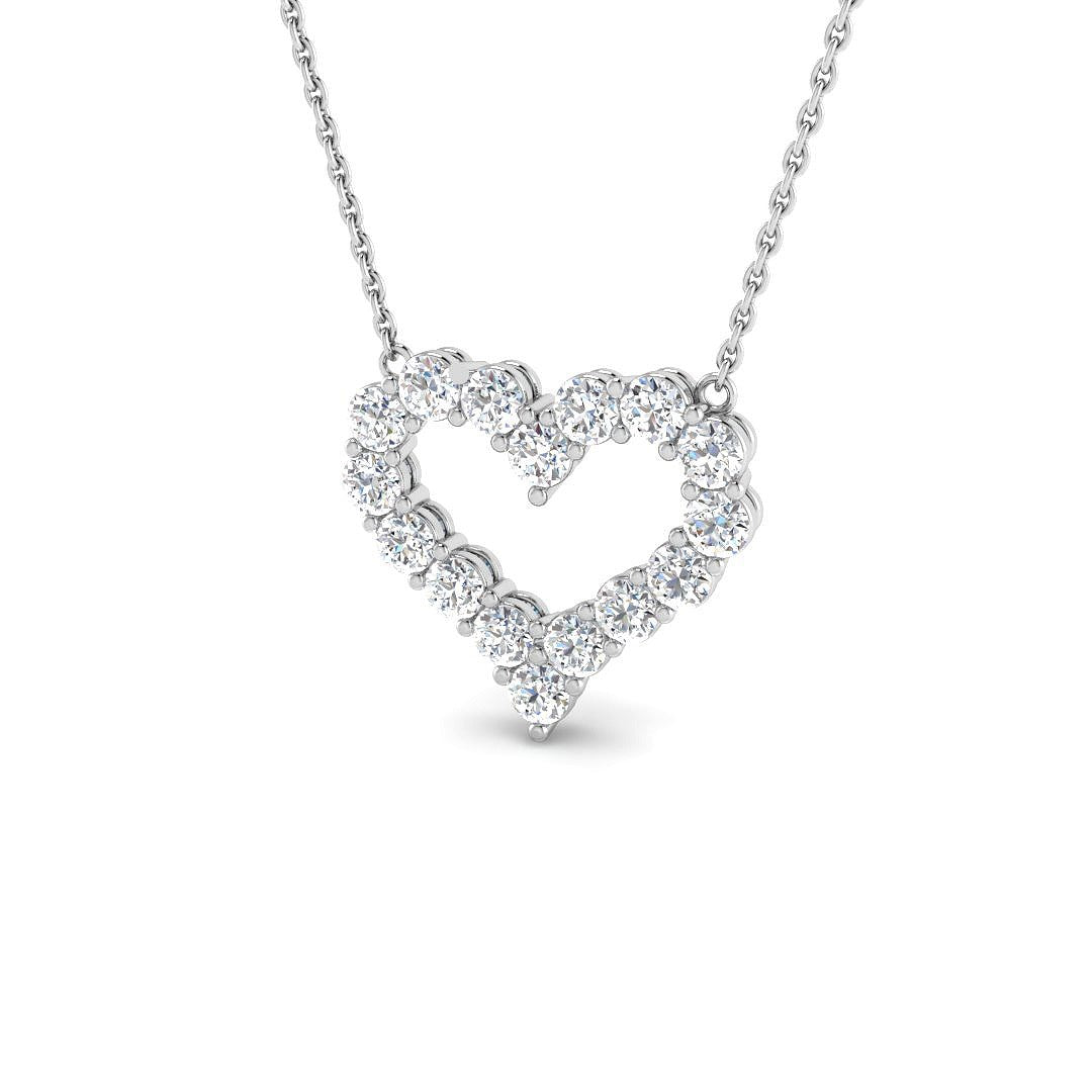 Diamond Heart Pendant Necklace in 10K/14K gold and platinum with certified lab-grown or natural diamonds
