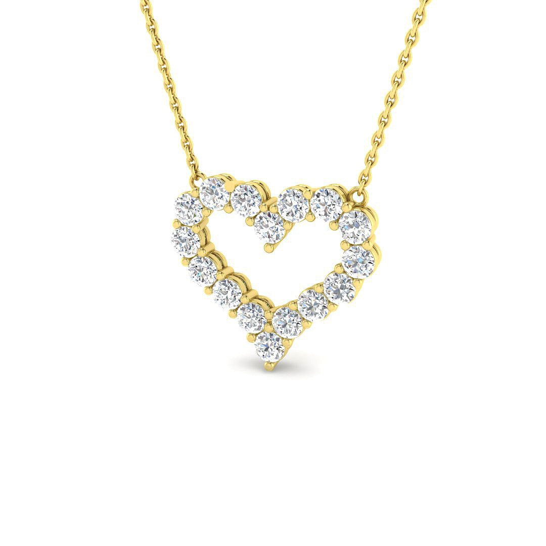 Diamond Heart Pendant Necklace in 10K/14K gold and platinum with certified lab-grown or natural diamonds