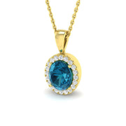 Multi Sapphire Pendant 2ct Gold Necklace in 10K/14K gold and platinum with certified lab-grown or natural diamonds