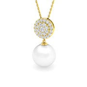 Round Pearl Diamond Drop Pendant in Gold Without Chain - UK Hallmarked in 10K/14K gold and platinum with certified lab-grown or natural diamonds