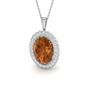 Oval Citrine & Diamond Pendant 6.5ct Gold Necklace (Without Chain) in 10K/14K gold and platinum with certified lab-grown or natural diamonds