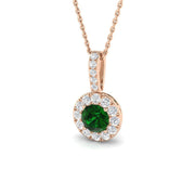 Round Emerald Halo Pendant in 10K/14K gold and platinum with certified lab-grown or natural diamonds