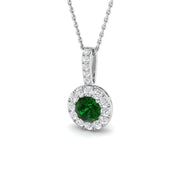 Round Emerald Halo Pendant in 10K/14K gold and platinum with certified lab-grown or natural diamonds
