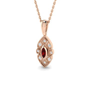 Vintage Ruby Diamond Marquise Pendant Necklace in 10K/14K gold and platinum with certified lab-grown or natural diamonds