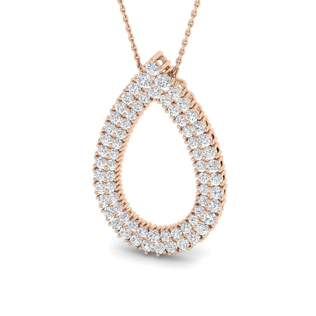 Pear Shape Diamond Pendant Necklace - Gold & Platinum - UK Hallmarked in 10K/14K gold and platinum with certified lab-grown or natural diamonds