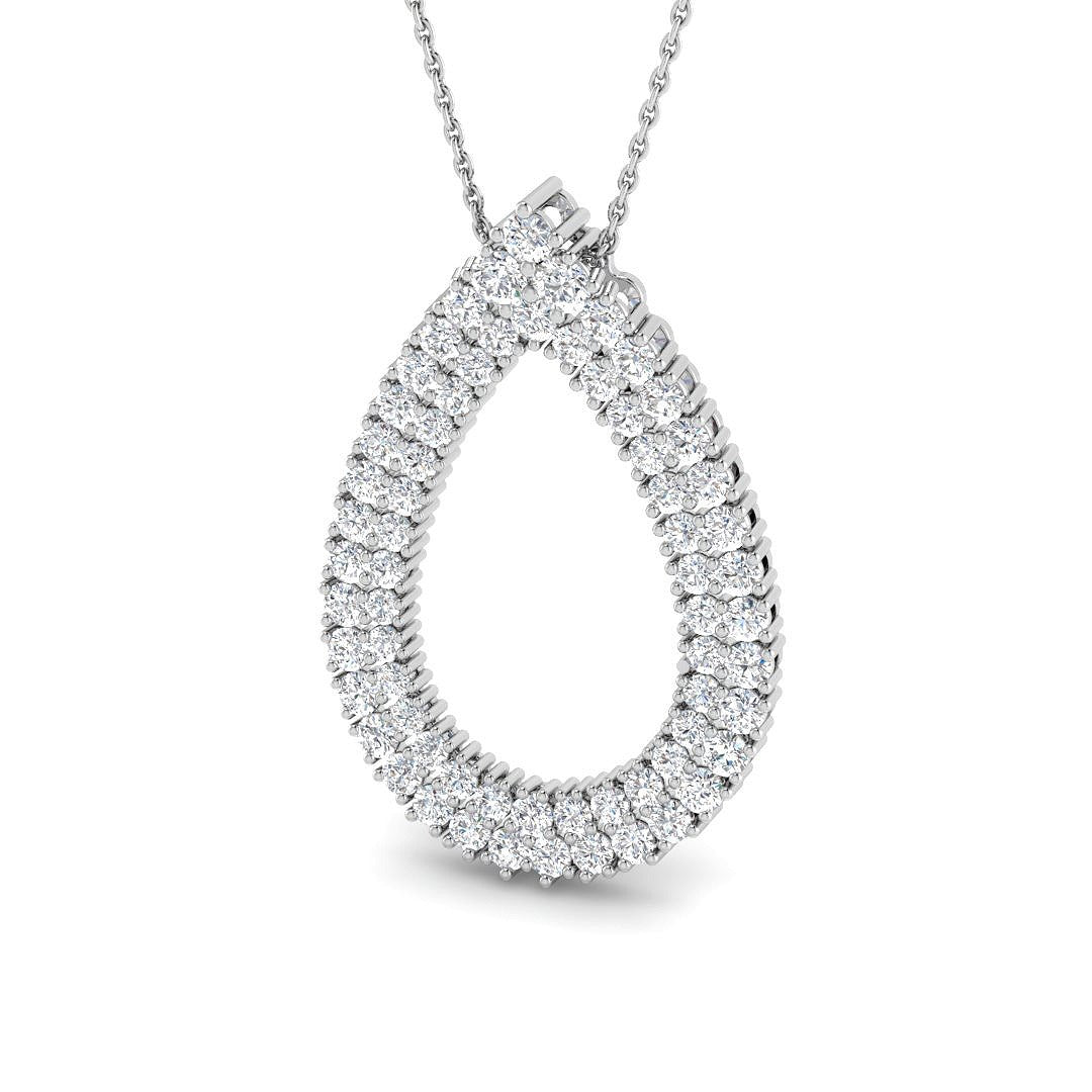 Pear Shape Diamond Pendant Necklace - Gold & Platinum - UK Hallmarked in 10K/14K gold and platinum with certified lab-grown or natural diamonds