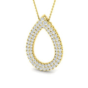 Pear Shape Diamond Pendant Necklace - Gold & Platinum - UK Hallmarked in 10K/14K gold and platinum with certified lab-grown or natural diamonds