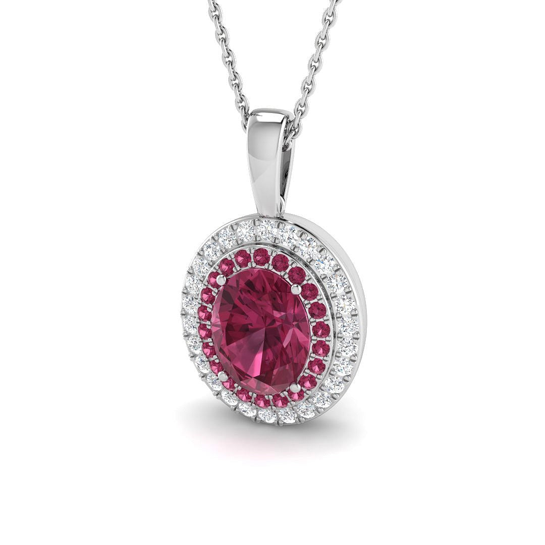 Pink Tourmaline Pendant 2.5ct in 10K/14K gold and platinum with certified lab-grown or natural diamonds