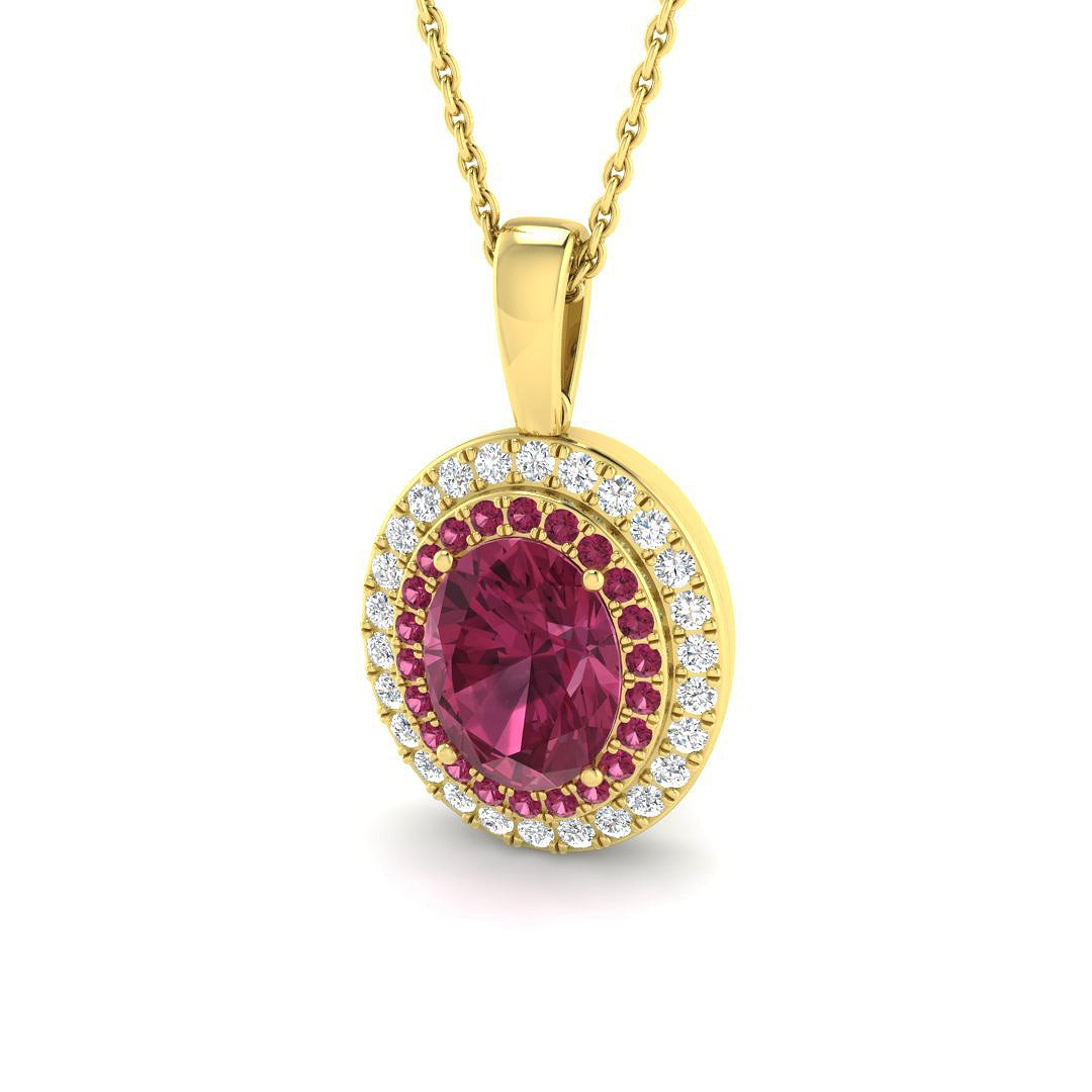 Pink Tourmaline Pendant 2.5ct in 10K/14K gold and platinum with certified lab-grown or natural diamonds