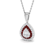 Ruby Diamond Teardrop Cluster Pendant Necklace in - UK Made in 10K/14K gold and platinum with certified lab-grown or natural diamonds