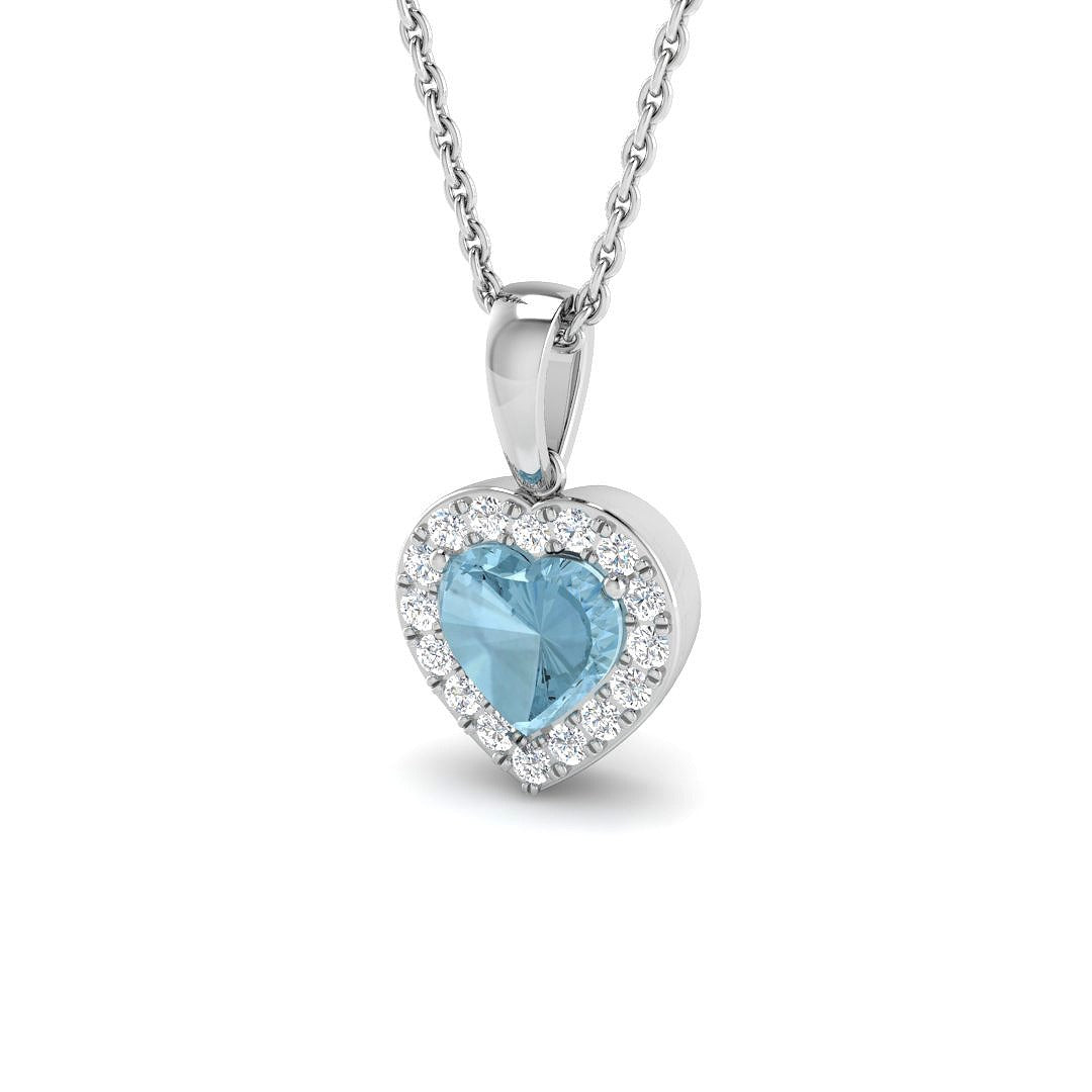 Aquamarine Heart Pendant 0.75ct Gold Without Chain in 10K/14K gold and platinum with certified lab-grown or natural diamonds