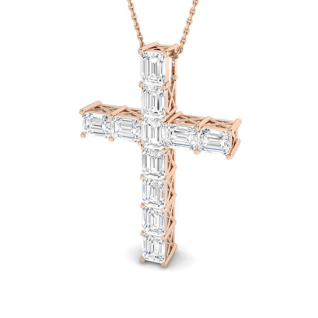 Cross Diamond Pendant Necklace Without Chain in 10K/14K gold and platinum with certified lab-grown or natural diamonds