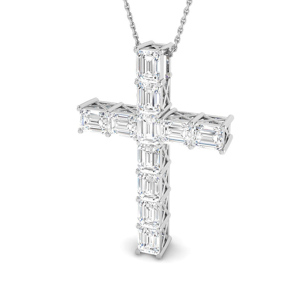 Cross Diamond Pendant Necklace Without Chain in 10K/14K gold and platinum with certified lab-grown or natural diamonds