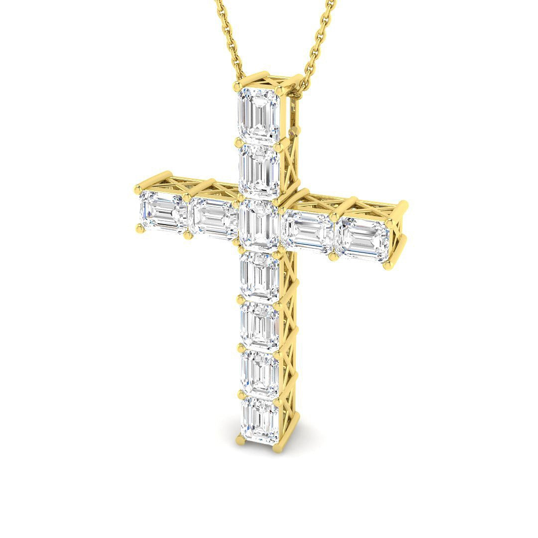 Cross Diamond Pendant Necklace Without Chain in 10K/14K gold and platinum with certified lab-grown or natural diamonds