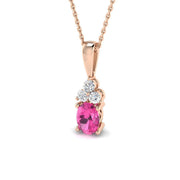 Pink Sapphire Pendant 1.25ct in 10K/14K gold and platinum with certified lab-grown or natural diamonds