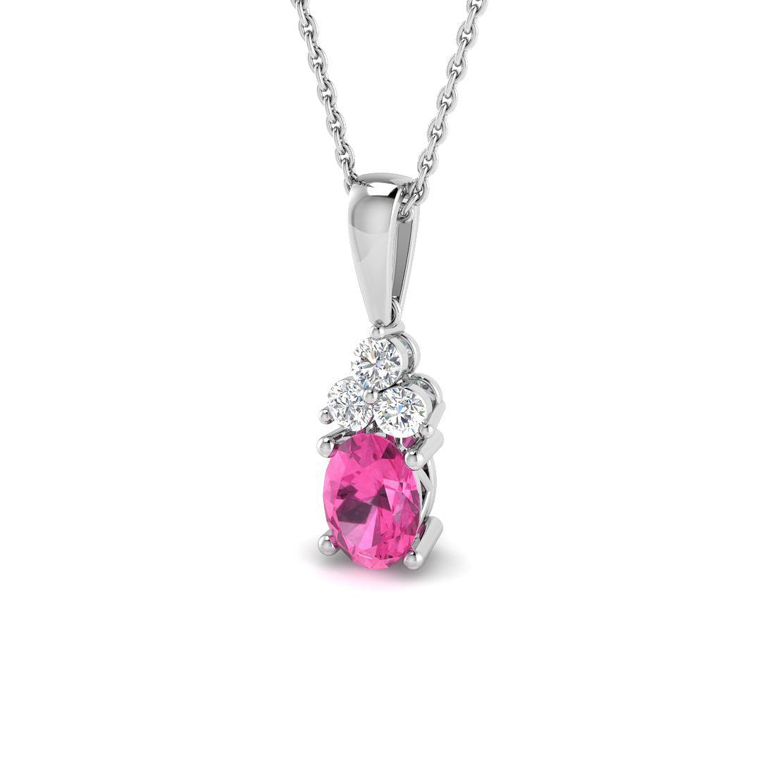 Pink Sapphire Pendant 1.25ct in 10K/14K gold and platinum with certified lab-grown or natural diamonds
