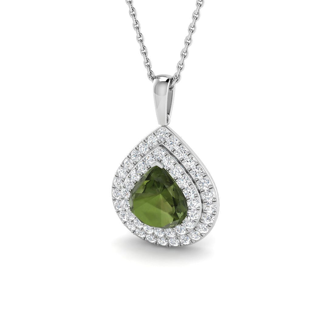 Green Tourmaline Diamond Pendant 2ct in 10K/14K gold and platinum with certified lab-grown or natural diamonds