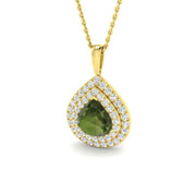 Green Tourmaline Diamond Pendant 2ct in 10K/14K gold and platinum with certified lab-grown or natural diamonds