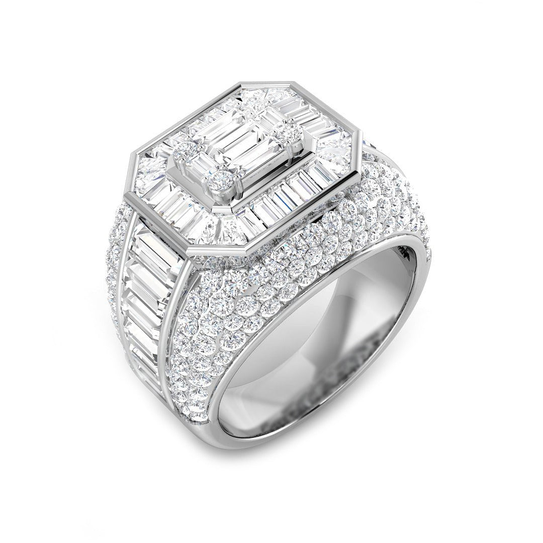 Diamond Bridgend Baguette & Brilliant Ring in 10K/14K gold and platinum with certified lab-grown or natural diamonds