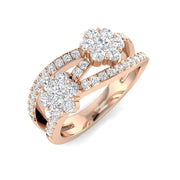 Double Cluster Diamond Ring 0.75ct in 10K/14K gold and platinum with certified lab-grown or natural diamonds