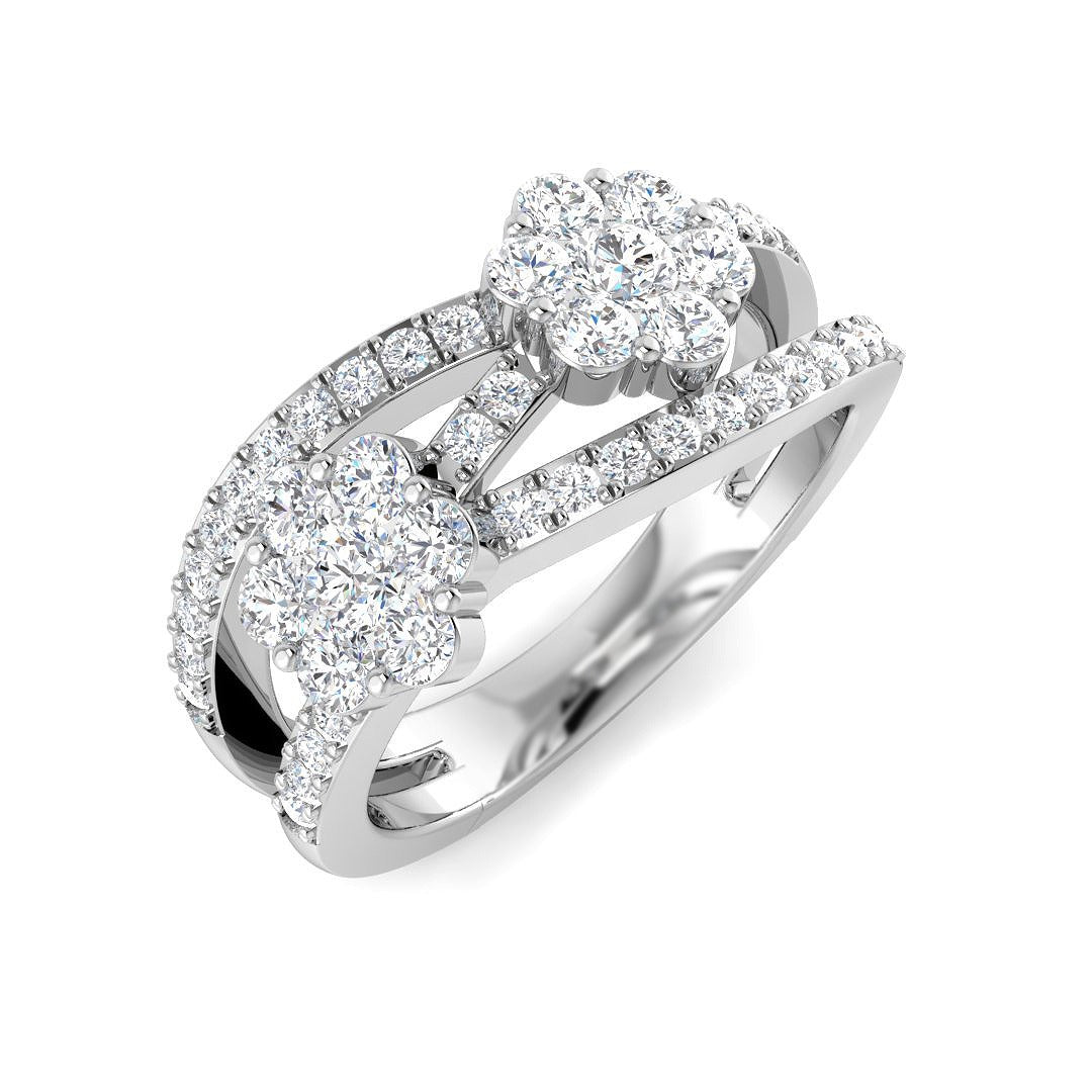 Double Cluster Diamond Ring 0.75ct in 10K/14K gold and platinum with certified lab-grown or natural diamonds