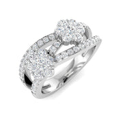 Double Cluster Diamond Ring 0.75ct in 10K/14K gold and platinum with certified lab-grown or natural diamonds