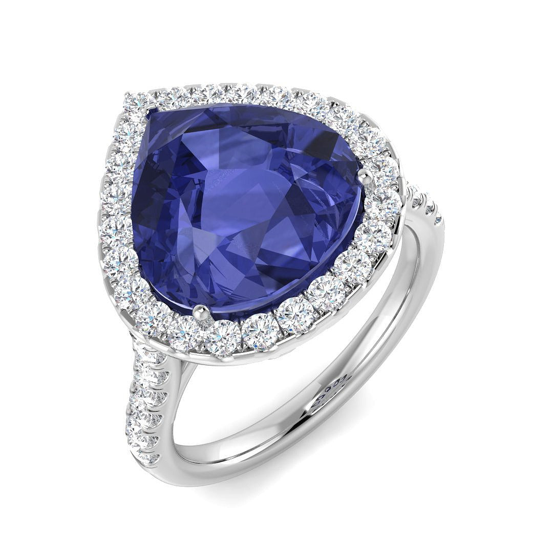 Pear Tanzanite Diamond Cocktail Ring - Metal in Gold or in 10K/14K gold and platinum with certified lab-grown or natural diamonds