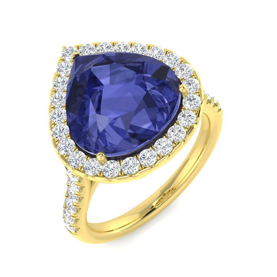 Pear Tanzanite Diamond Cocktail Ring - Metal in Gold or in 10K/14K gold and platinum with certified lab-grown or natural diamonds