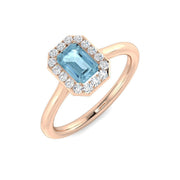 Emerald Cut Aquamarine Halo Ring in Gold & Platinum - Gold & in 10K/14K gold and platinum with certified lab-grown or natural diamonds