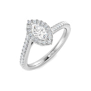 Marquise Cut Diamond Halo Engagement Ring in 10K/14K gold and platinum with certified lab-grown or natural diamonds