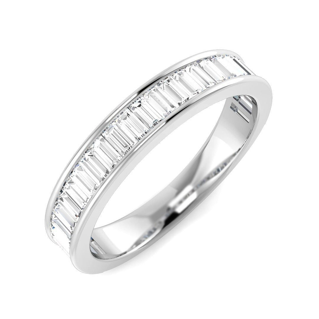 Baguette Diamond Half Eternity Ring in 10K/14K gold and platinum with certified lab-grown or natural diamonds