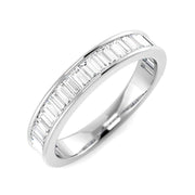 Baguette Diamond Half Eternity Ring in 10K/14K gold and platinum with certified lab-grown or natural diamonds
