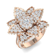 Floral Diamond Statement Ring 4ct Designer Petal UK Hallmarked in 10K/14K gold and platinum with certified lab-grown or natural diamonds