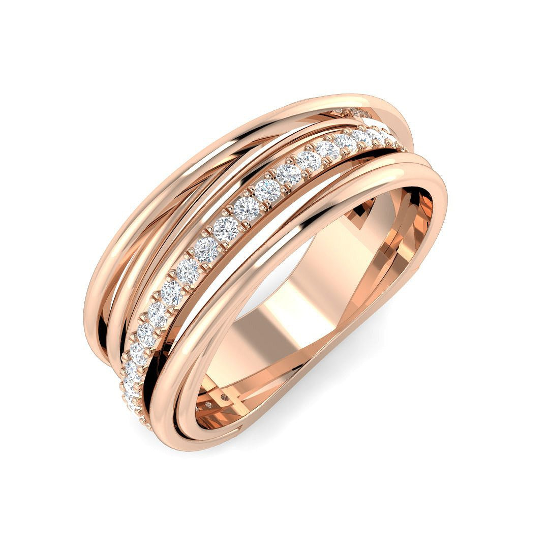 Stunning Triple Band Design Fancy Ring in 10K/14K gold and platinum with certified lab-grown or natural diamonds