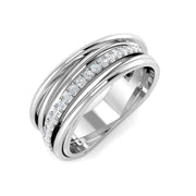Stunning Triple Band Design Fancy Ring in 10K/14K gold and platinum with certified lab-grown or natural diamonds