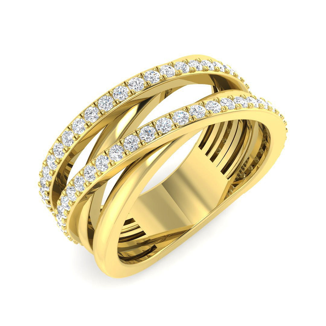 Diamond Crisscross Band Fancy Ring in 10K/14K gold and platinum with certified lab-grown or natural diamonds