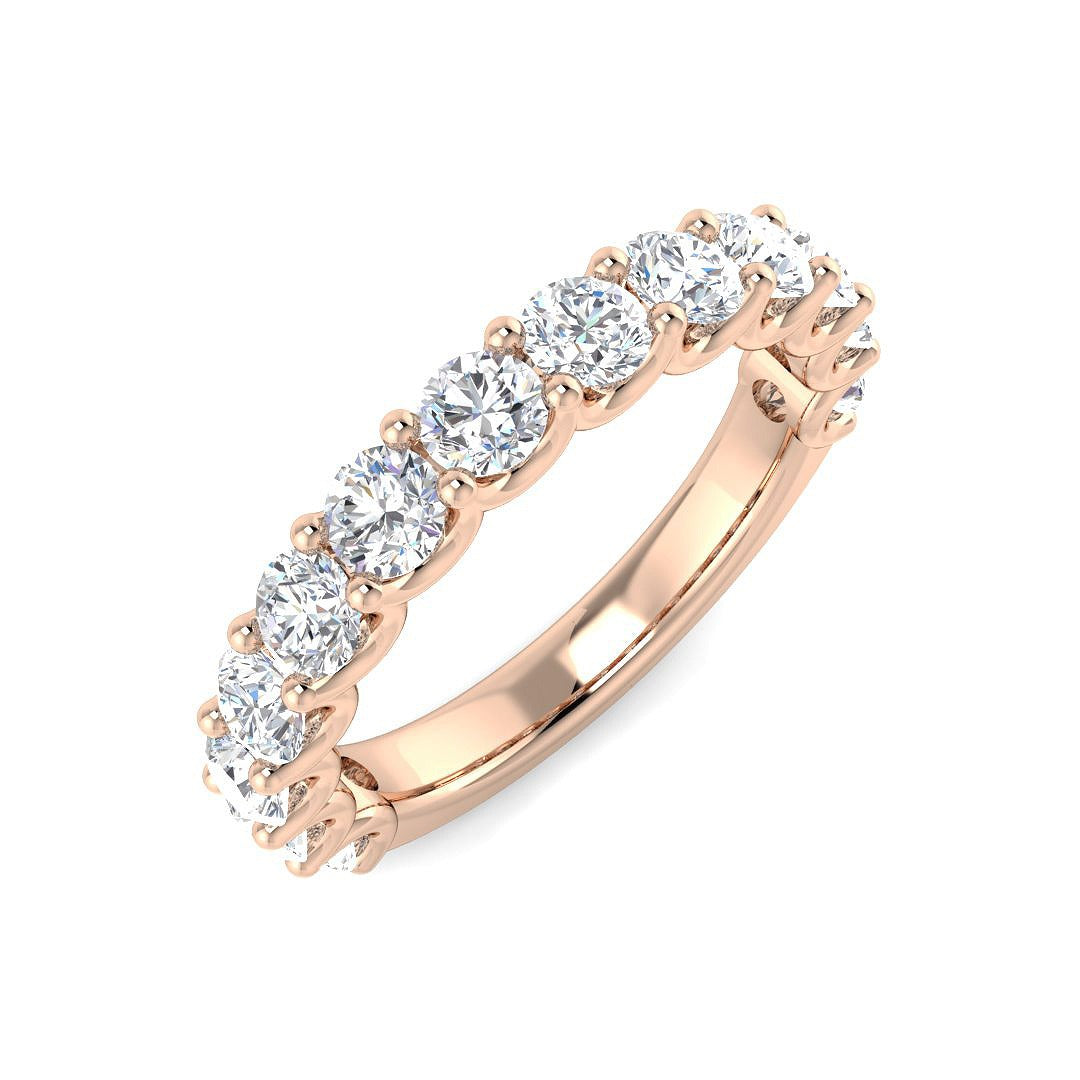 Diamond Half Eternity Ring in 10K/14K gold and platinum with certified lab-grown or natural diamonds