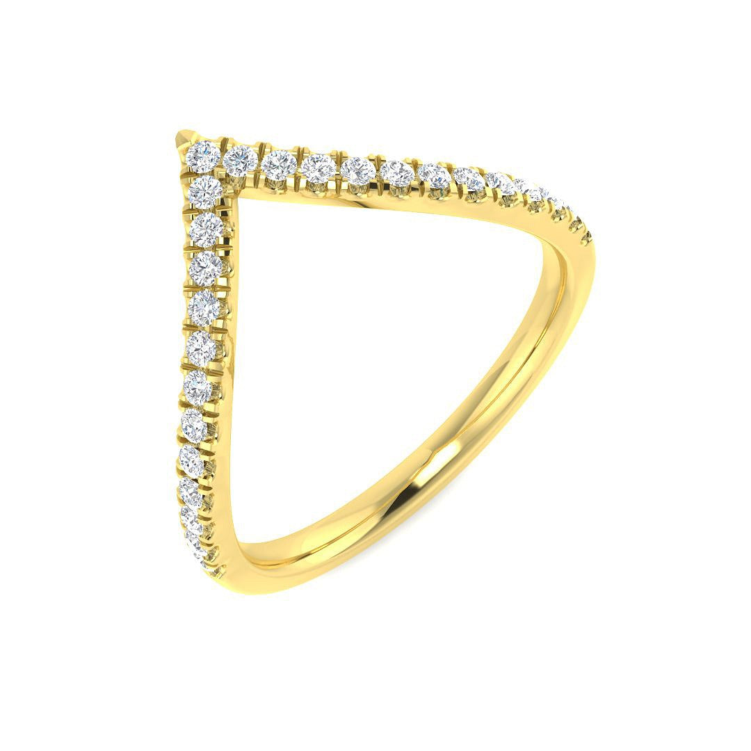 Sparkling Diamond Wishbone Ring in 10K/14K gold and platinum with certified lab-grown or natural diamonds