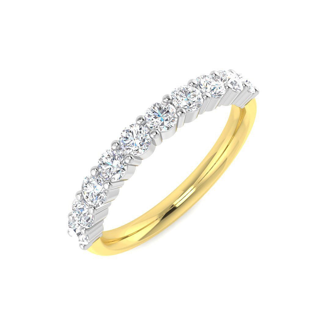 Diamond Half Eternity Ring in 10K/14K gold and platinum with certified lab-grown or natural diamonds