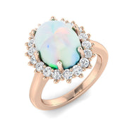 Diamond Ekher Opal Ring in 10K/14K gold and platinum with certified lab-grown or natural diamonds