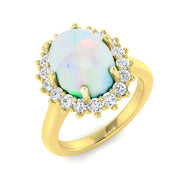 Diamond Ekher Opal Ring in 10K/14K gold and platinum with certified lab-grown or natural diamonds