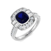 Diamond Oxkhott Blue Sapphire Ring in 10K/14K gold and platinum with certified lab-grown or natural diamonds