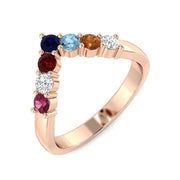 Wishbone Gemstone Ring with Diamond in 10K/14K gold and platinum with certified lab-grown or natural diamonds