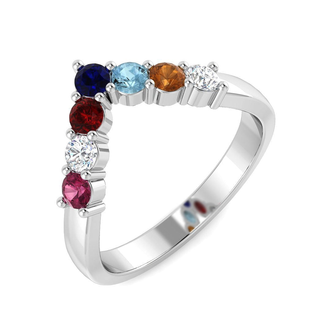 Wishbone Gemstone Ring with Diamond in 10K/14K gold and platinum with certified lab-grown or natural diamonds