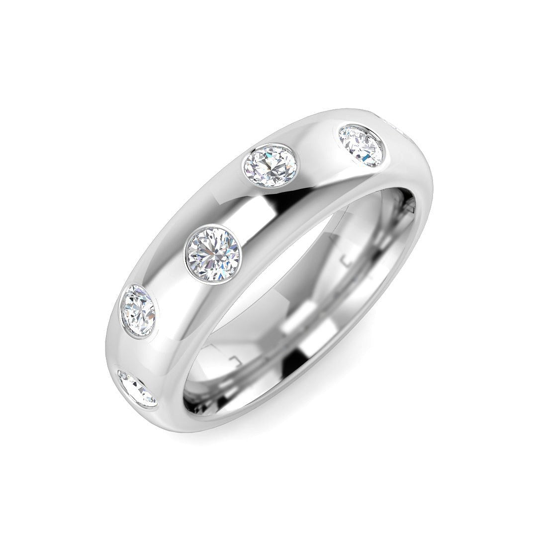Diamond Half Eternity Ring in 10K/14K gold and platinum with certified lab-grown or natural diamonds