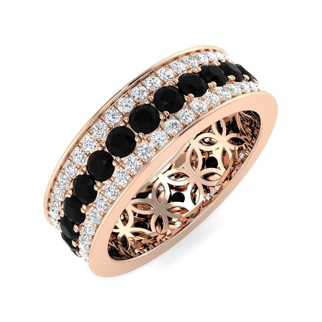 Black & Round Diamond Full Eternity Ring in 10K/14K gold and platinum with certified lab-grown or natural diamonds