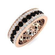 Black & Round Diamond Full Eternity Ring in 10K/14K gold and platinum with certified lab-grown or natural diamonds